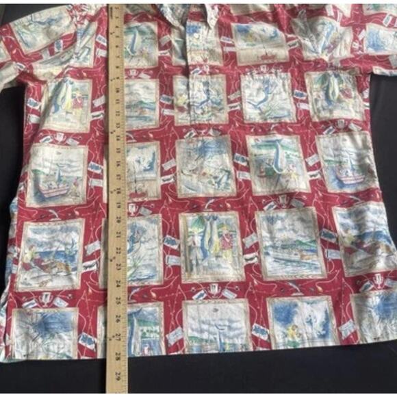 Vintage Reyn Spooner Shirt Mens Large Fishing Boats Marlin Hawaiian Aloha 90s - Picture 10 of 11